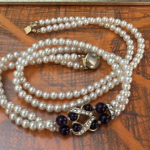 Vintage large necklace with amethyst custom jewellery like new