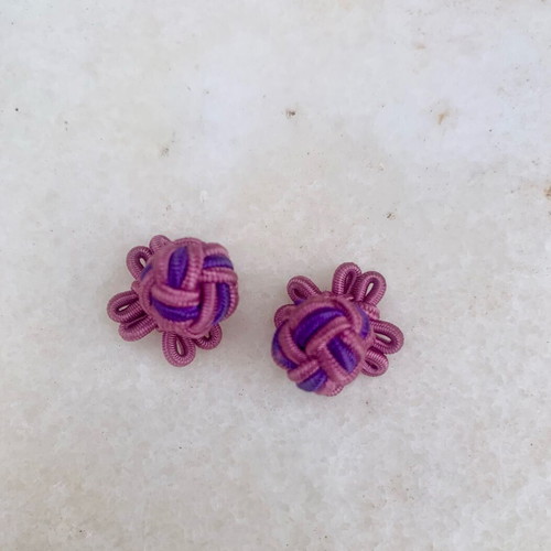 Oxford Company knitted Silk Knots cufflinks like new, pink and purple