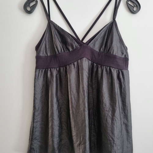 Attrattivo metallic black babydoll camisole top, M