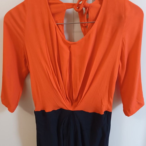 Naf Naf dress made of viscose with 3/4 sleeves like new, black and orange