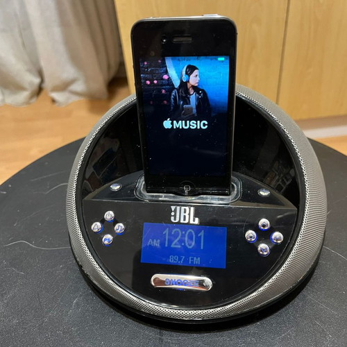 JBL On Time Micro dock station for iPhone used with radio