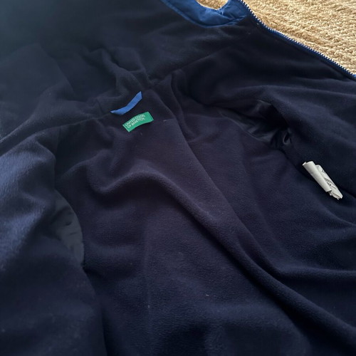 Benetton blue padded jacket with hood used, 98 cm, 2-3 years