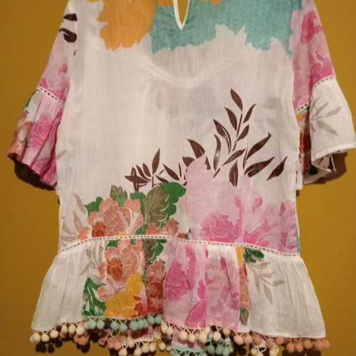 Reserved floral tunic blouse oversized, new, 100% cotton