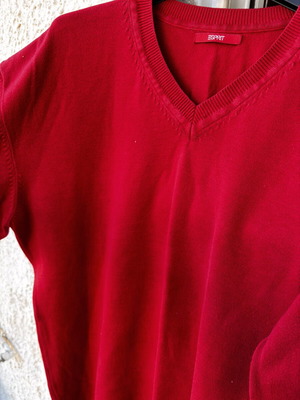 Men's cotton long-sleeve shirt XL used, red Esprit