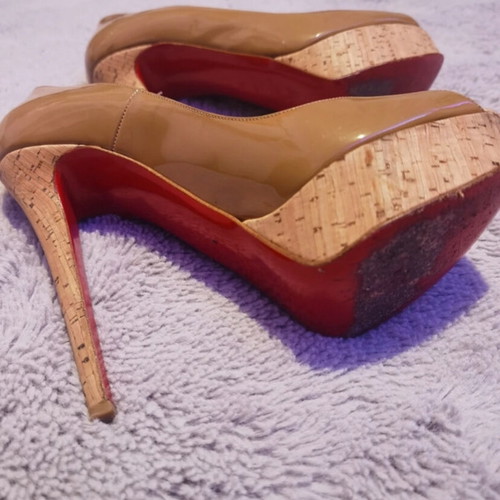 Christian Louboutin γόβες Lady Peep Cork μεταχειρισμένες, μπεζ, μέγεθος 39