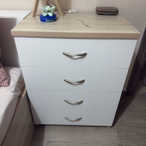 Handmade bed 120x190 with drawers and anatomical mattress like new