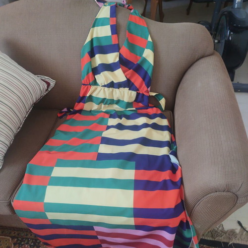 Maxi dress one size with halter neck and open back, new