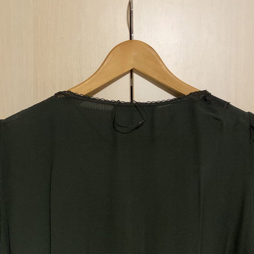 Zara long green dress with black lace new