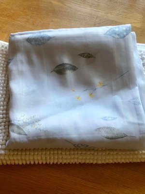 Fabric shower curtain and bath mat set used