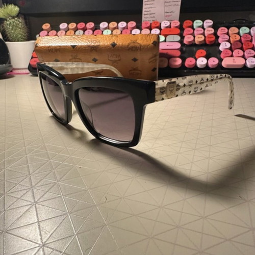 MCM sunglasses with case, black and beige
