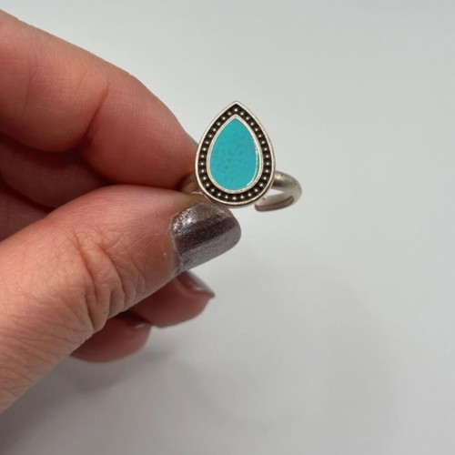Ring made of silver-plated brass with enamel, new, turquoise and silver