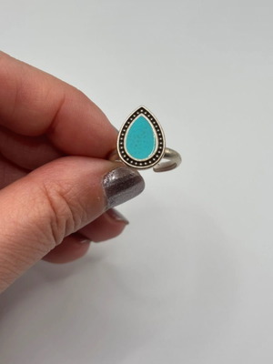 Ring made of silver-plated brass with enamel, new, turquoise and silver