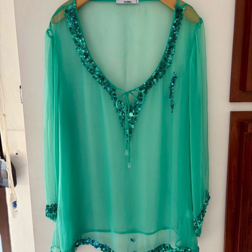Anna Riska tunic like new, green and turquoise, size XL