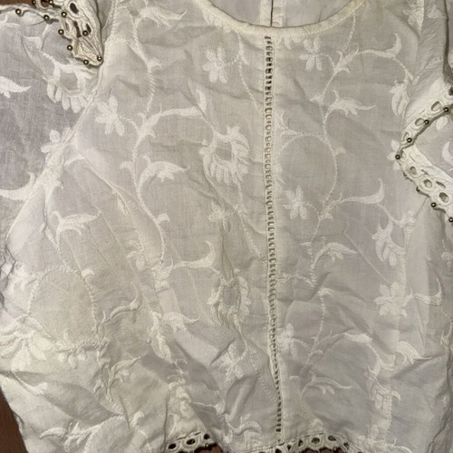 Zara white top with knitted details and metal beads size S like new