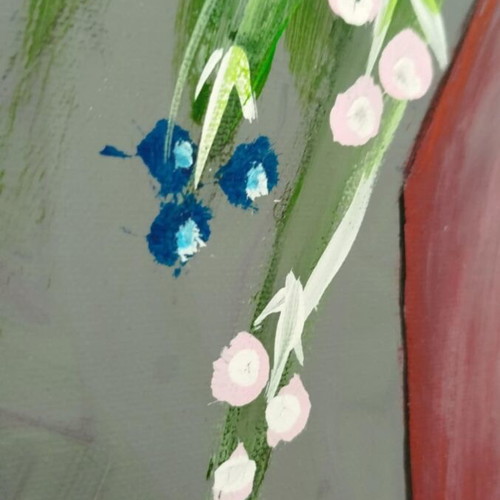 Painting on canvas 70x50 cm tempera vase new