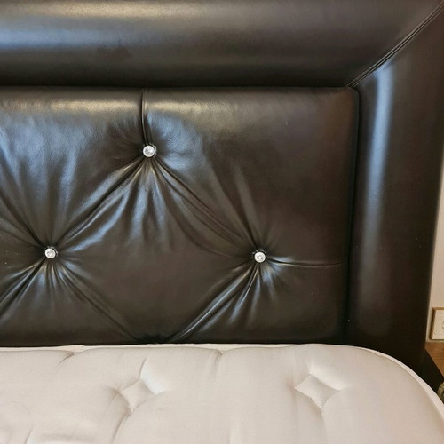Konsolakis luxury bedroom set with solid wood and leather upholstery