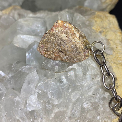 Key Chain Handmade with Natural Raw Agate new, orange