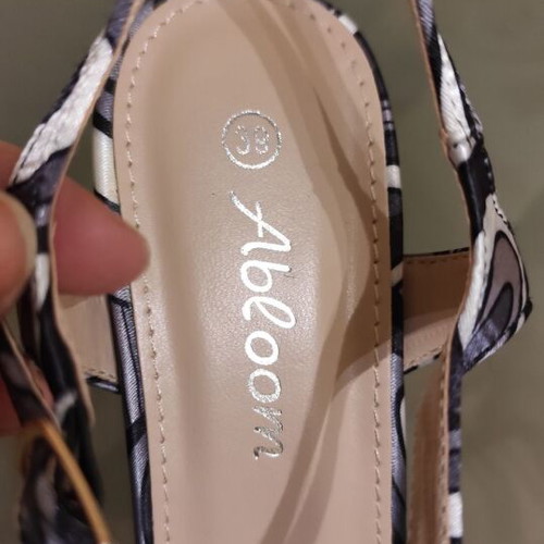 Colorful fabric sandals size 39, new, two-tone gray and black