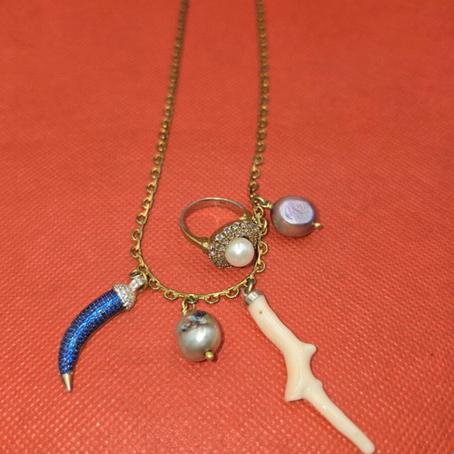 Katerina Psoma 925 Silver Gold Plated Statement Necklace used