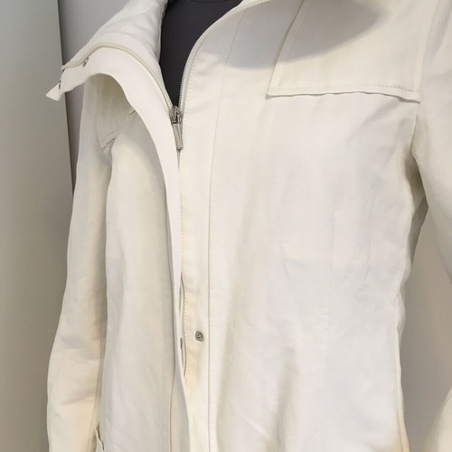 S Max Mara white cotton zip-up hooded coat IT44