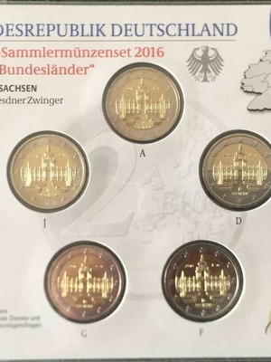 SAC Germany 2 Euro 2016 A-D-F-G-J new, Saxony (blister)