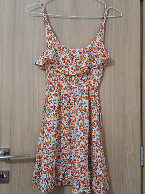 Mini dress with colorful flowers like new, size S
