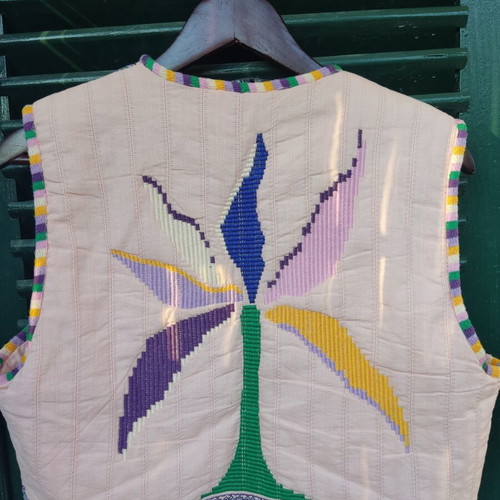 Zara boho folk traditional vest M used, pink multicolor