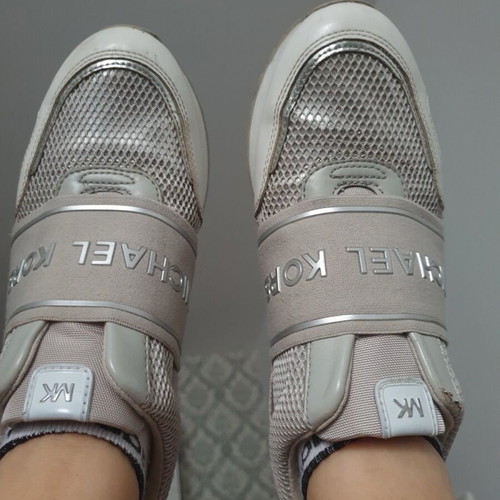 Michael Kors women's silver sports shoes used, size 38