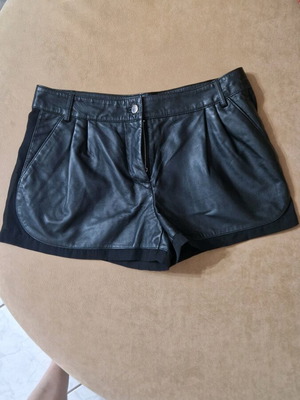 Pinko leather shorts like new, see-through side with pockets, black