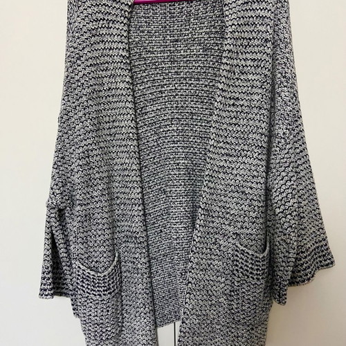 Zara cardigan used, knitted, white with blue