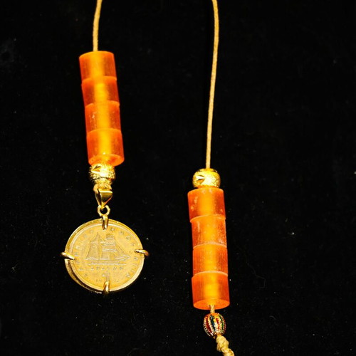 Begleri Konstantinos Kanaris amber with 24K gold handmade, INDICO JEWELLS