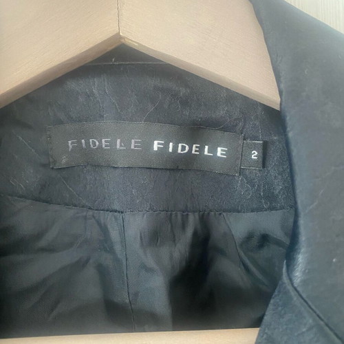 Fidele satin short fitted jacket like new, black