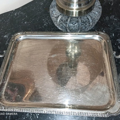 Silver-plated vintage tray very old era 31.5 x 25 cm
