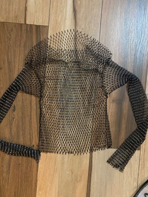 Shein mesh blouse black like new with rhinestones size M