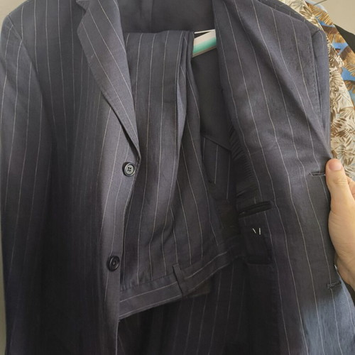Massimo Dutti men's suit 100% linen like new, blue, size 52 jacket 42 pants