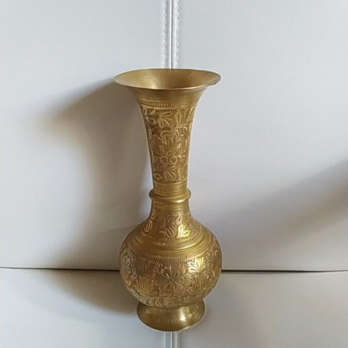 Vintage brass handmade vase, like new, possibly Indian