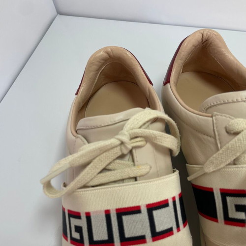 Gucci leather sneakers used, beige, size 37