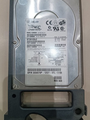 Seagate Cheetah ST39103LC 10K 9GB Ultra U80 SCSI hard drive used with Dell tray
