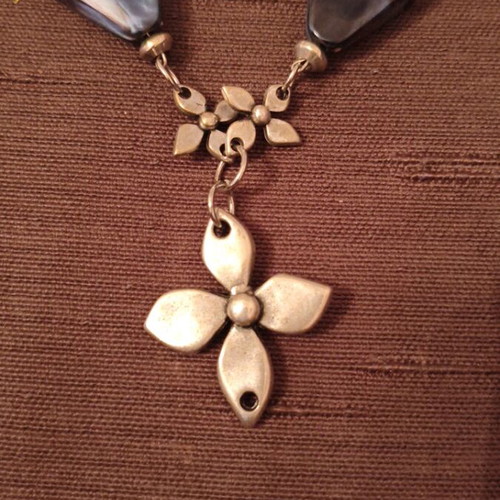 Costume jewelry set used, geometric design with black and white elements