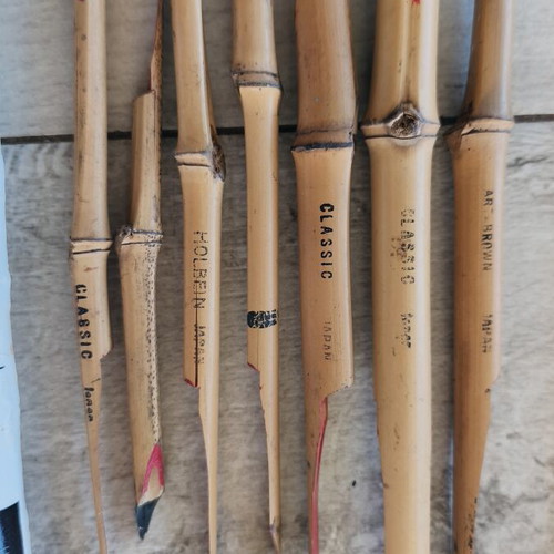 Traditional Japanese Bamboo Pens and Ligultex Acrylic Paints used