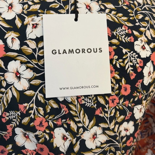 Glamorous floral midi dress new, cotton, black and orange