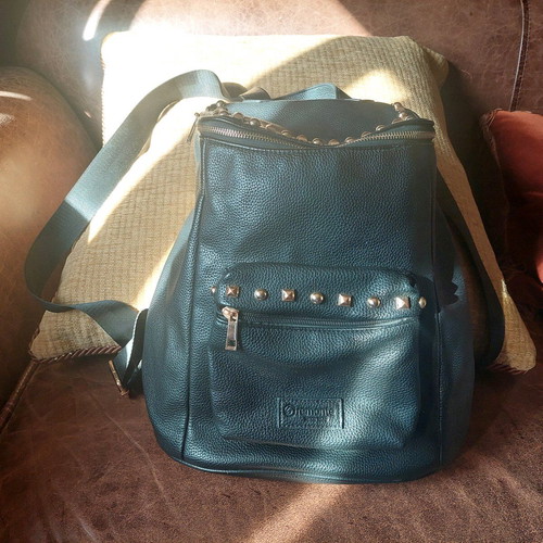 Remonte Black Leather Backpack Like New with Gold Studs