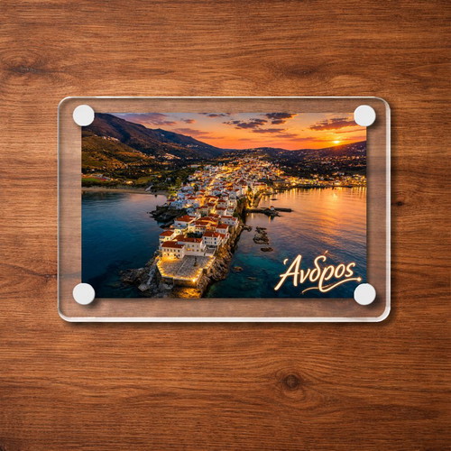 Acrylic fridge magnet 6x9cm, Andros, Greek Summer collection