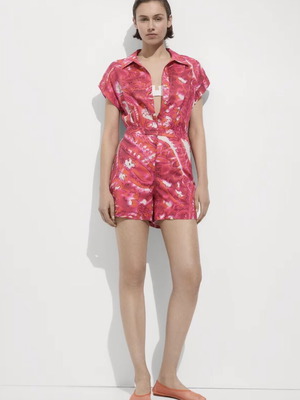 Mango summer jumpsuit like new, pink multicolor, size S