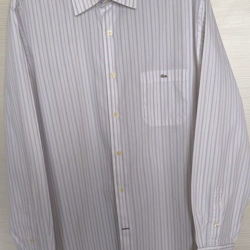 Lacoste men's dress shirt like new, size XL, white with blue and lilac stripes