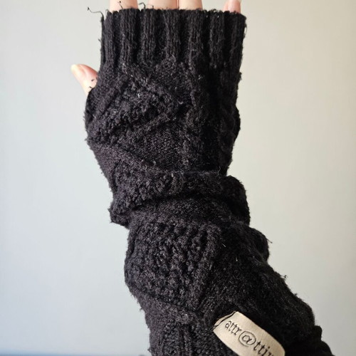 Attrattivo knitted gloves used, black, acrylic