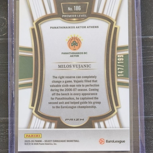 Milos Vujanic Premier lvl 199 Panathinaikos basketball card new