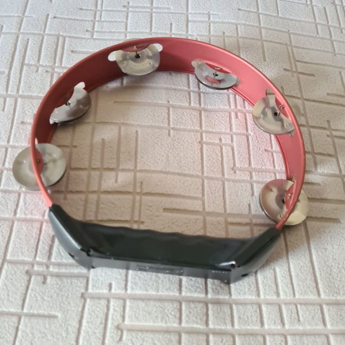 Aluminum Tambourine with Plastic Handle like new, 20 cm diameter