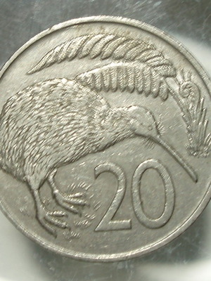 New Zealand 20 cents coin 1967 used