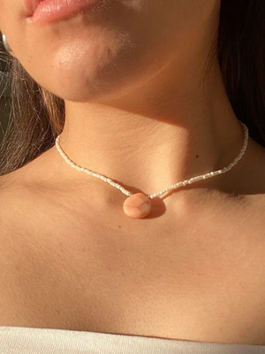 Handmade boho necklace with pink aventurine drop made to order